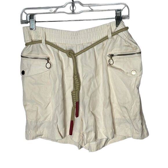 Zara Cord Belt Cream High Waisted Shorts. Size Medium. - Picture 1 of 10